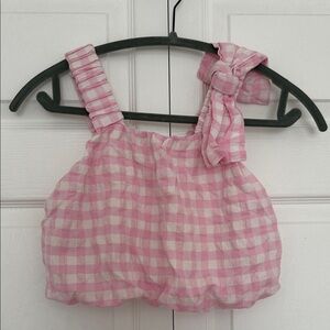 Pink Gingham Kids Blouse with Bow